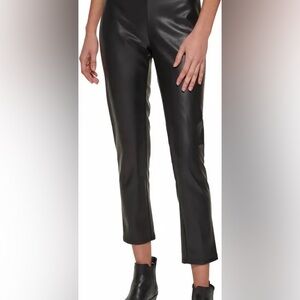 DKNY Faux Leather & Denim Mixed Media Pants 16 Cyber Grunge Edgy 90s